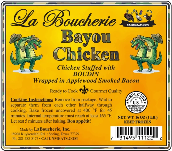 Bayou Chicken Label